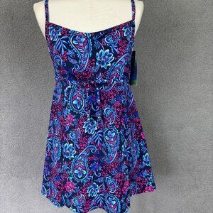 Swim Solutions Women's Tummy Control Empire Waist Swimdress Multi 10 NWT's